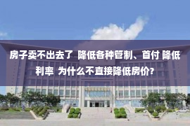 房子卖不出去了  降低各种管制、首付 降低利率  为什么不直接降低房价？