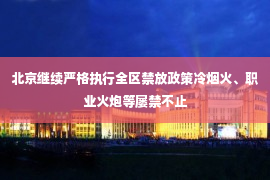 北京继续严格执行全区禁放政策冷烟火、职业火炮等屡禁不止