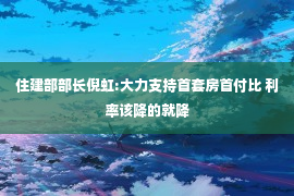 住建部部长倪虹:大力支持首套房首付比 利率该降的就降