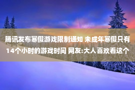 腾讯发布寒假游戏限制通知 未成年寒假只有14个小时的游戏时间 网友:大人喜欢看这个