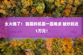 太火爆了！ 韩国的机票一票难求 被炒到近1万元！