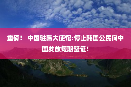 重磅！ 中国驻韩大使馆:停止韩国公民向中国发放短期签证！