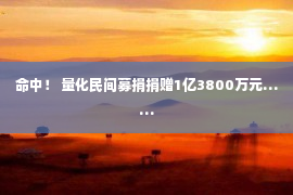 命中！ 量化民间募捐捐赠1亿3800万元……