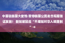 中国驻韩国大使馆:暂停韩国公民赴华短期签证发放！ 新加坡回应“不增加对华入境限制”→