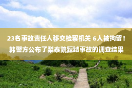 23名事故责任人移交检察机关 6人被拘留！ 韩警方公布了梨泰院踩踏事故的调查结果