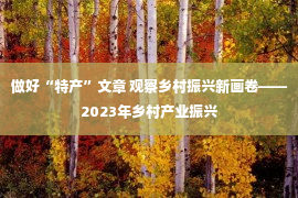 做好“特产”文章 观察乡村振兴新画卷——2023年乡村产业振兴