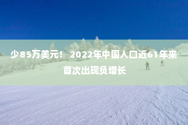 少85万美元！ 2022年中国人口近61年来首次出现负增长