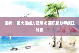 重磅！ 恒大重组方案曝光 离职核数师疯狂吐槽