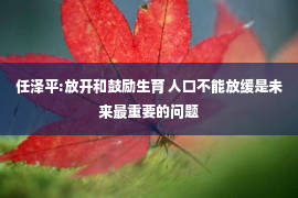 任泽平:放开和鼓励生育 人口不能放缓是未来最重要的问题