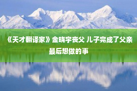 《天才翻译家》金晓宇丧父 儿子完成了父亲最后想做的事