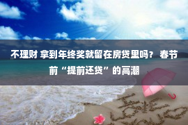 不理财 拿到年终奖就留在房贷里吗？ 春节前“提前还贷”的高潮