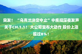 突发！ “乌克兰决定中止”中疾控深夜发声 关于CH.1.1！ 大公司宣布大动作 股价上涨超过8%！