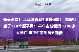 每天两次！ 土耳其再现7.8级强震！ 震级相当于130个原子弹！ 千年古城倒塌 1200多人死亡 里拉汇率创历史新低