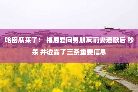 哈密瓜来了！ 福原爱向男朋友前妻道歉后 秒杀 并透露了三条重要信息