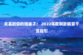 关系到你的钱袋子！ 2022年度税款精算干货指引