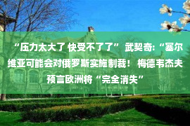 “压力太大了 快受不了了” 武契奇:“塞尔维亚可能会对俄罗斯实施制裁！ 梅德韦杰夫预言欧洲将“完全消失”