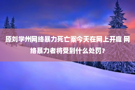 原刘学州网络暴力死亡案今天在网上开庭 网络暴力者将受到什么处罚？