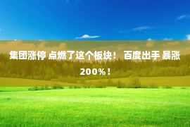 集团涨停 点燃了这个板块！ 百度出手 暴涨200%！