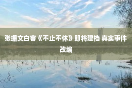 张珊文白客《不止不休》即将建档 真实事件改编