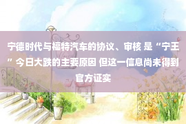 宁德时代与福特汽车的协议、审核 是“宁王”今日大跌的主要原因 但这一信息尚未得到官方证实