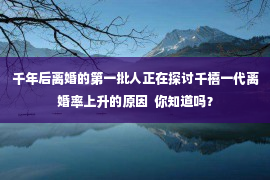 千年后离婚的第一批人正在探讨千禧一代离婚率上升的原因  你知道吗？