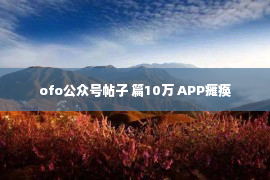 ofo公众号帖子 篇10万 APP瘫痪