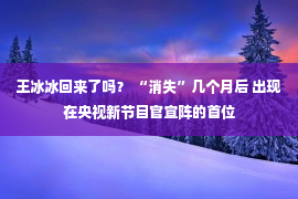 王冰冰回来了吗？ “消失”几个月后 出现在央视新节目官宣阵的首位