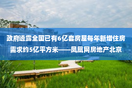 政府透露全国已有6亿套房屋每年新增住房需求约5亿平方米——凤凰网房地产北京