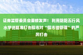 证券监管委员会重磅发声！ 利用阴阳五行风水学说精准打击股市对“假市值管理”的严厉打击