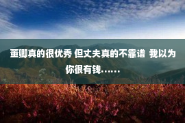 董卿真的很优秀 但丈夫真的不靠谱  我以为你很有钱……