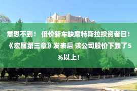 意想不到！ 低价新车缺席特斯拉投资者日！ 《宏图第三章》发表后 该公司股价下跌了5%以上！