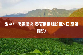 命中！ 代表建议:春节假期延长至9日 取消调职！