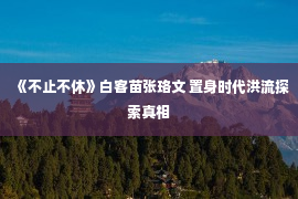 《不止不休》白客苗张珞文 置身时代洪流探索真相