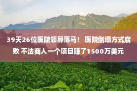 39天26位医院领导落马！ 医院倒塌方式腐败 不法商人一个项目赚了1500万美元