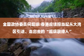 全国政协委员何超琼:香港应该担当起从大湾区引进、走出去的“超级联络人”