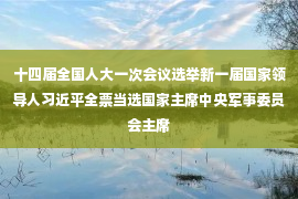 十四届全国人大一次会议选举新一届国家领导人习近平全票当选国家主席中央军事委员会主席