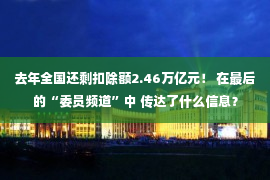 去年全国还剩扣除额2.46万亿元！ 在最后的“委员频道”中 传达了什么信息？