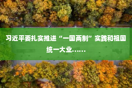 习近平要扎实推进“一国两制”实践和祖国统一大业……